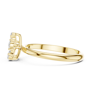 Bague en or jaune avec diamants en forme de poire et grappe florale pour femme, bague de fiançailles florale en moissanite, bijoux en or fin - Product Image 5