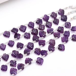 Cuentas de Amatista Púrpura Natural en Forma de Hoja, Talladas a Mano, para Joyería, 10-11MM, Cuentas de Amatista Natural de 8 Pulgadas - Product Image 3
