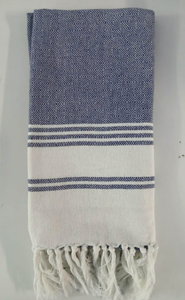Toalla Turca de Algodón Peshtemal, Color Sólido Blanco Azul, Tejida, para Uso en Cocina, Desechable, de Secado Rápido, Ecológica, con Borde de Flecos, Rectangular - Product Image 1