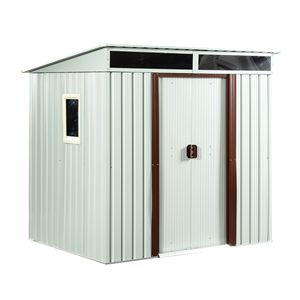 White 6ft X 5ft Outdoor Metal Storage Shed with <b>Window</b> for Pet Gates & <b>Pens</b> - Product Image 4