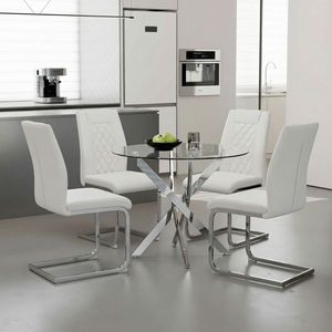 Juego de 4 Sillas de Comedor Modernas con Respaldo Alto, Tapizadas en Cuero PU con Patas Plateadas, Muebles para Cocina - Product Image 2