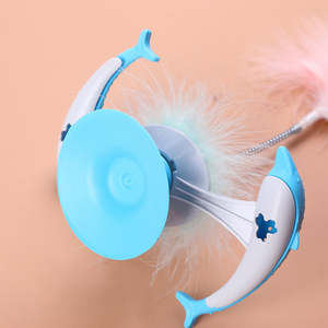 Jouet interactif pour chat avec plateau tournant, plume rotative, distributeur de nourriture, jouet amusant pour chat en forme de moulin à vent - Product Image 5