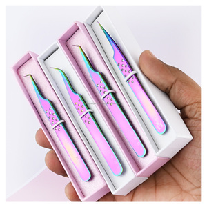 Pince à épiler incurvée fabriquée en usine pince à épiler à pointe de fibre pour extensions de cils 45 75 90 degrés Nano Grip pince à épiler - Product Image 1