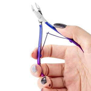 High Quality Rainbow Stainless Steel Curved Sharp Blade Logo Laser Cuticle Nippers for Finger <b>Nail</b> Salon ANAAIF - Product Image 4