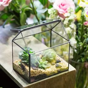 Home Accent Glass Metal Terrarium Planter Decorative Indoor Plant <b>Display</b> <b>Case</b> Geometric Decor - Product Image 5