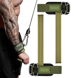 Customized 7mm Neoprene Wrist cuff support with Green lifting strap better grip for powerlifting Gym & <b>Cable</b> machine training - Product Image 1
