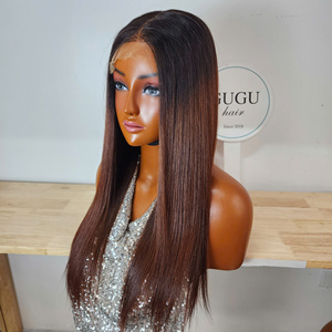 Perruque sans colle 5x5 avec closure, 100% cheveux humains vietnamiens, couleur ombré brun, densité 200, prix de gros, produits pour femmes noires - Product Image 1