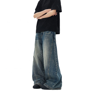 Jeans de Pierna Ancha para Hombre, Denim Lavado, Corte Holgado, Casual, Cintura Media, Estilo Otoñal - Product Image 4