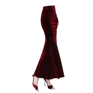 <b>Women</b> High Waist <b>Black</b> Fleece Lined Mermaid Floor Length Trumpet Maxi <b>Skirt</b> Stretchy Polyester Elegant Solid Autumn - Product Image 4