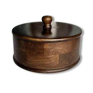 <b>Rustic</b> Round Classic <b>Wooden</b> Chapati Box Bread Roti Storage Container with Lid for <b>Dining</b> <b>Table</b> Traditional meals casserole - Product Image 1