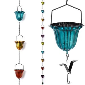 Chaîne de pluie en forme de tulipe noire mate, minimaliste, pour remplacement de gouttière suspendue, idéale pour l'évacuation des eaux extérieures modernes - Product Image 2