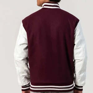 Custom Men's Eco-Friendly High Street <b>Retro</b> Satin Varsity <b>Jacket</b> <b>Leather</b> Chest Patch Striped Cuffs Embroidered Letterman Bomber - Product Image 6