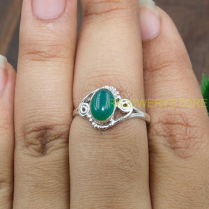 Natural <b>Green</b> Onyx 925 Sterling Silver Ring Handmade Oval Cabochon Gemstone Ring Women Her Designer <b>Jewelry</b> Wholesale Supplier - Product Image 5
