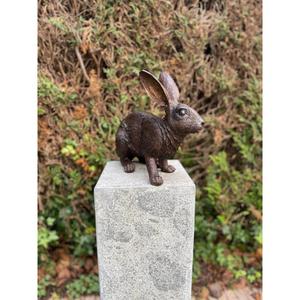 <b>Hand</b> <b>Casted</b> Rabbit Sculpture Bronze Finish For Easter Decoration Garden Supplies Metal Rabbit Statue Customizable Designs - Product Image 3