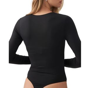 Nouveau Body Sculptant Femme Personnalisé en Gros à Col Rond et Manches Longues, Effet Ventre Plat, Coupe Ajustée, Combinaison Sportive - Product Image 4