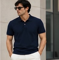 Polo en coton personnalisé 240 GSM, tissu piqué lourd, coupe classique, fabrication de vêtements en gros, marque privée OEM