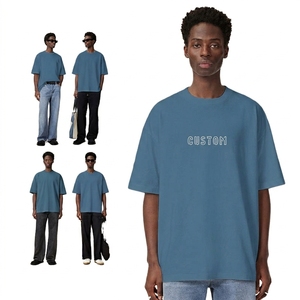 T-shirt pour hommes grande taille |   T-shirt surdimensionné imprimé en coton lourd 280g, streetwear, hauts décontractés - Product Image 5