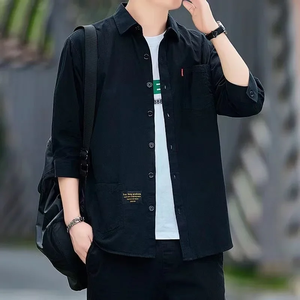 Men shirts Summer Men's clothing Short-Sleeved shirts & blouses Daily Solid Color <b>Stand</b>-Up Collar Casual Beach Style Male Shirt - Product Image 2