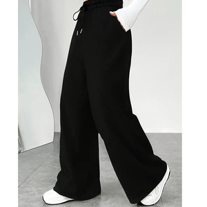 Custom Women's Winter Oversized Flat Front High Waist Drawstring <b>Bleach</b> Wash Sweatpants Loose Fit Breathable 100% Cotton Casual - Product Image 2