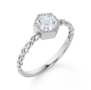 Anillo de compromiso y aniversario con moissanita tallada solitaria en engaste de bisel, 1 quilate, plata 925 chapada en oro, certificado, minimalista, nupcial - Product Image 1