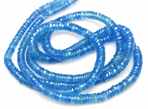 Cuentas facetadas de aguamarina natural en forma de neumático, hilo de cuentas de piedra preciosa azul para la fabricación de joyas, collares, pulseras, pendientes, venta al por mayor - Product Image 1