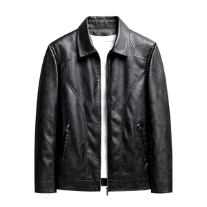 All-New Premium Quality Coated Woven Stand Collar Men's Autumn <b>Leather</b> Varsity <b>Jacket</b> Custom Plus Size Front Hooded Pockets - Product Image 1