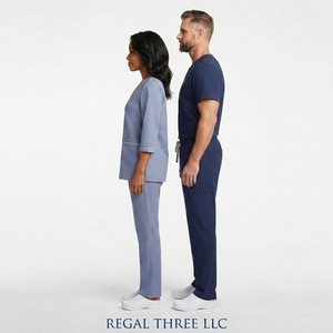 ชุดยูนิฟอร์มโรงพยาบาลแบบ unisex กางเกงสครับทรงจ็อกเกอร์ เสื้อคอวีแขนสั้น ชุดแพทย์พยาบาล - Product Image 3