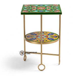 Luxury Green Bone Inlay <b>Stool</b> <b>Table</b> – Artisan Handmade Statement Furniture Ottomans - Product Image 4