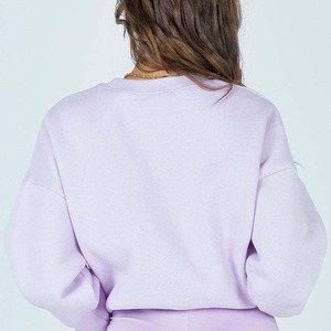 Sweat-shirt à manches longues en molleton pour femme, col rond, avec logo brodé personnalisé, 100% coton, couleur unie, pour l'hiver, fabrication OEM - Product Image 5