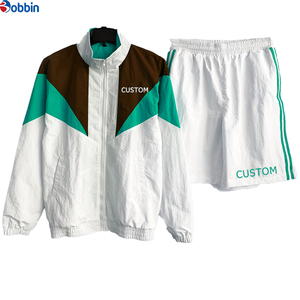 Nylon Windbreaker Tracksuits Plain Color Training Streetwear Short <b>Set</b> Men's Custom Breathable Plus Size 4XL Loose Fit Patchwork - Product Image 2
