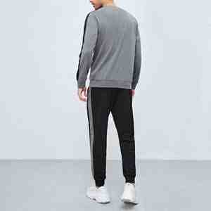 Nouvel ensemble de vêtements pour hommes en molleton épais polyester/coton avec coutures latérales solides, sweat à capuche et pantalon de survêtement / Deux pièces - Product Image 3