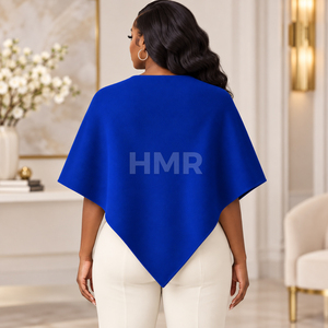 เสื้อคลุมโปโล HMR Sorority Sisterhood สีน้ำเงิน ผลิตจากผ้าผสมขนสัตว์และโพลีเอสเตอร์ คอวี แขนทรงปีกค้างคาว ให้ความอบอุ่นในฤดูหนาว เหมาะสำหรับผู้หญิง ดีไซน์หรูหรา - Product Image 4