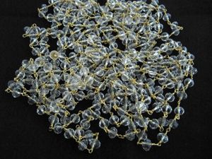 Crystal Quartz <b>Rosary</b> Rondelle Faceted Beaded 6mm Size Clear Quartz Bead Chain charms for jewelry making charms - Product Image 2