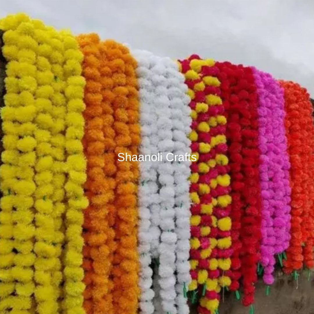 Guirnalda de flores artificiales de caléndula, guirnaldas de flores indias para bodas, fondos de boda, coronas