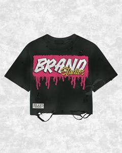 Camiseta Corta Oversize para Hombre Brandstudios con Estampado de Letras en la Espalda, Estilo Urbano, Manga Corta, Algodón Jersey, Cuello Redondo - Product Image 5