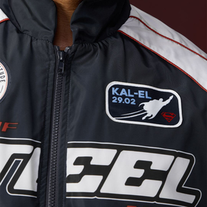 <b>Men's</b> Superman <b>Man</b> Of Steel Bomber <b>Jacket</b> Windproof Sporty Zipper Front Patch Design Regular Fit Autumn Wear - Product Image 5