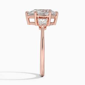 แหวนหมั้นทรงกระสุนประดับเพชรโมอิสซาไนต์สามเม็ด ตัวเรือนเงินแท้ 925 ชุบทอง 14K  แบบหนามเตย ได้รับการรับรองจาก GRA สำหรับงานแต่งงาน - Product Image 4