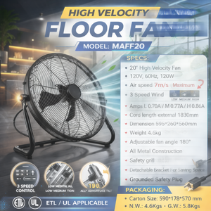 Industrial <b>Standing</b> <b>Fan</b> Powerful AC Motor 3-Speed Mechanical Control Metal Construction 180W Class A++ Energy Efficiency - Product Image 1