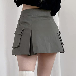 Women's Y2K Pencil Style Casual <b>Woolen</b> Mini Skirt with A-Line Silhouette Pleated Front Natural Waist Breathable Knitted Fabric - Product Image 2