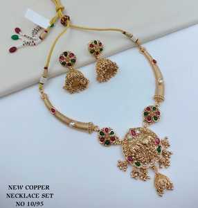 Wholesale High Quality New Vintage Copper Gold Plated Crystal Bridal Jewelry <b>Set</b> Long Mala Necklace Earrings Maang Party Wedding - Product Image 2