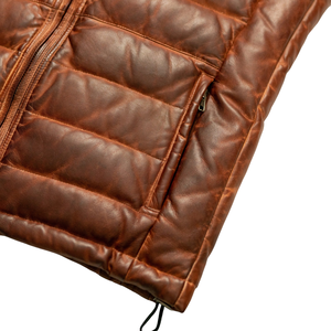 Gilet matelassé en cuir véritable imperméable et écologique pour homme, sans manches, en duvet, chaud pour l'hiver, avec fermeture éclair - Product Image 4