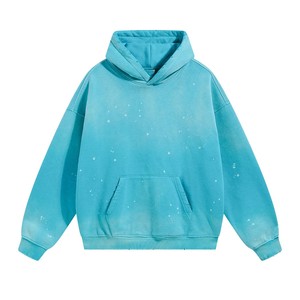Sweat à capuche oversize en molleton de coton épais délavé effet vieilli pour homme – Style streetwear décontracté - Product Image 1