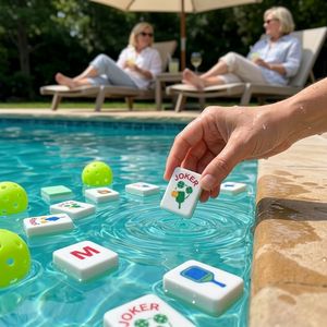 Oferta Relámpago: Juego de Mahjong Flotante de Lujo, Disponible en Stock, Fichas Acrílicas Resistentes al Agua, Patas Metálicas Plegables, Estilo Casino - Product Image 4