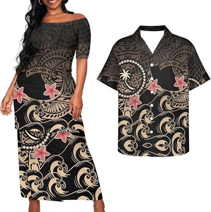 Vestido largo Puletasi de Samoa para mujer, con estampado tribal polinesio, elegante estilo isleño, ropa para ocasiones especiales - Product Image 1