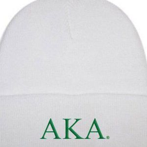 Gorro de Punto AKA, Gorro Blanco con Borde, Gorro de Invierno Bordado, Gorro Suave y Cálido de la Hermandad Griega para Mujer, para Clima Frío - Product Image 5