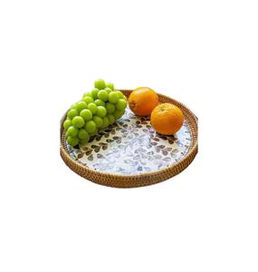 Bandeja Redonda de Bambú Hecha a Mano |   Plato de mimbre natural para servir frutas y aperitivos, ideal para el desayuno en casa y en restaurantes - Product Image 1