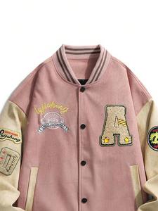 Custom streetwear varsity jacket mens chenille patch embroidery applique fleece wool blend <b>thick</b> warm anti pilling <b>winter</b> <b>coat</b> - Product Image 4