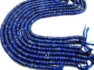 Perles en lapis-lazuli bleu naturel, forme de pneu, rondelles simples, 7-8 mm - Product Image 2
