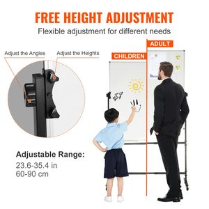 24x48 Inches Adjustable Height Double Sided Mobile Whiteboard Rolling Dry Erase <b>Board</b> 1 Magnet Aluminum Frame Whiteboard <b>Wheels</b> - Product Image 5