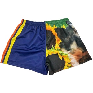 Customized Men's Hot Shorts Footy Training Gym Shorts Classics Yellow Rugby Drawstring Zipper Pockets Breathable 100% Cotton - Product Image 3